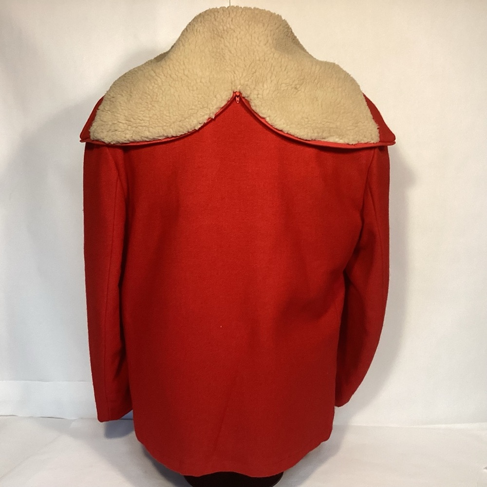 Vintage Woolrich Red Wool and Sherpa jacket split hood men’s size 46 - Picture 5 of 12